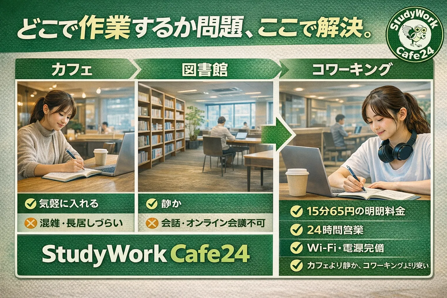 カフェ・図書館・コワーキング…どこで作業する？高田馬場の最適解はStudyWork Cafe24